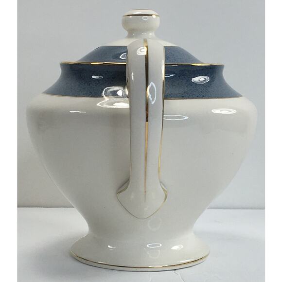 NIKKO Double Phoenix Ironstone Riviera Slate Blue Teapot Made in Japan RARE! - Picture 2 of 13